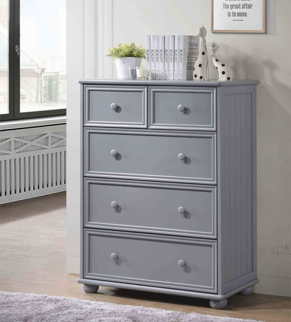 jay furniture 5 drawer chest in grey