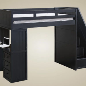 jay furniture loft bed with stairs in navy blue