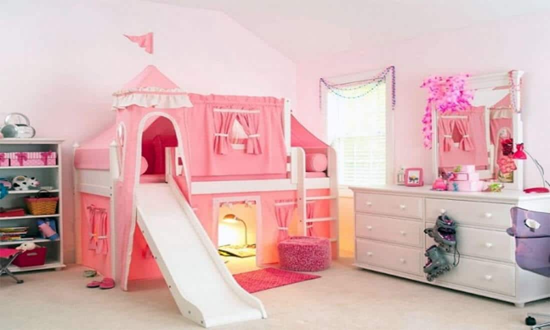 Maxtrix Princess Loft Berkeley Kids Room, Princess Bunk Bed With Slide