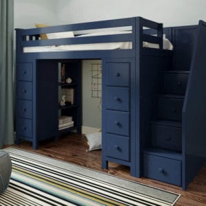 jackpot chester loft bed with storage navy blue