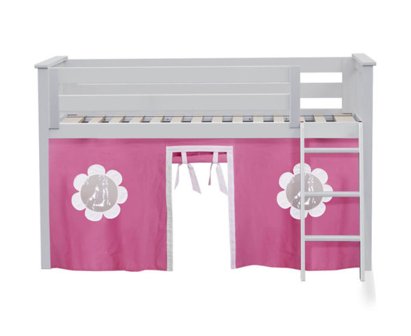 jackpot york twin play loft pink curtain with angled ladder white