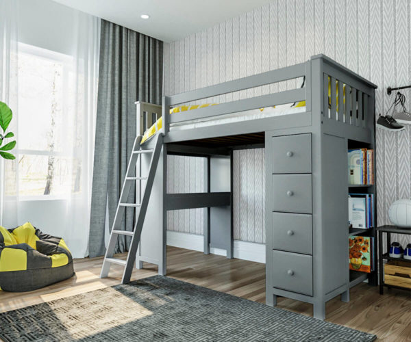 jackpot kensington loft bed with ladder and storage grey