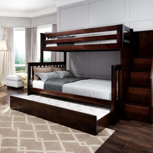 jackpot newcastle twin full bunk bed espresso with underbed trundle