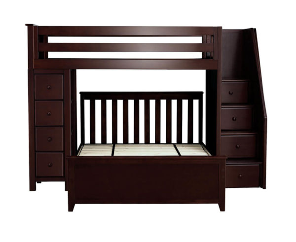 jackpot oxford twin full staircase loft bed with storage espresso front