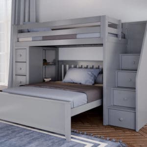 jackpot oxford twin full staircase loft bed with storage grey