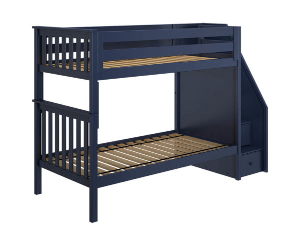 jackpot sunderland twin twin staircase bunk bed navy blue left view
