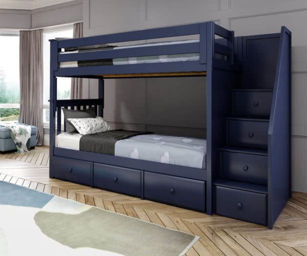 jackpot sunderland twin twin bunk bed navy blue underbed drawers