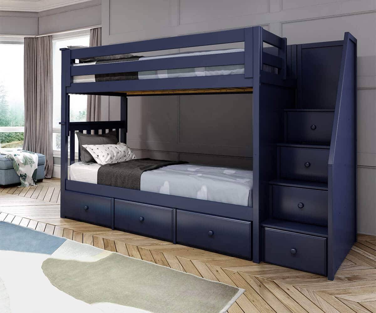 Jackpot Sunderland Twin Staircase, Navy Blue Bunk Beds Twin