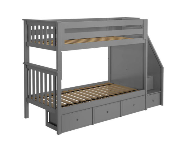 jackpot sunderland twin twin bunk bed grey underbed drawers left angle