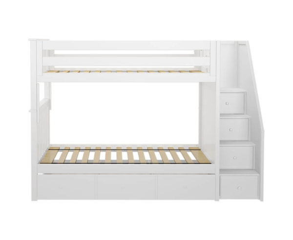 jackpot sunderland twin twin staircase bunk bed with trundle white front angle
