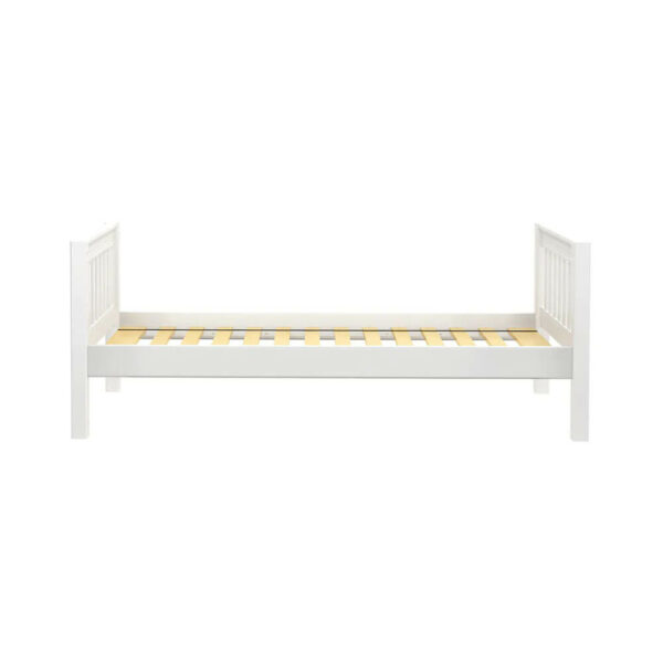 maxtrix low basic twin bed for kids white finish side profile