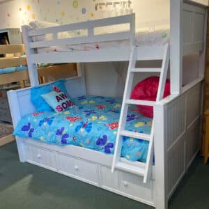 jay furniture twin over full bunk bed with trundle in white